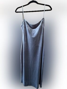 Reformation Gray Velvet Slip Dress